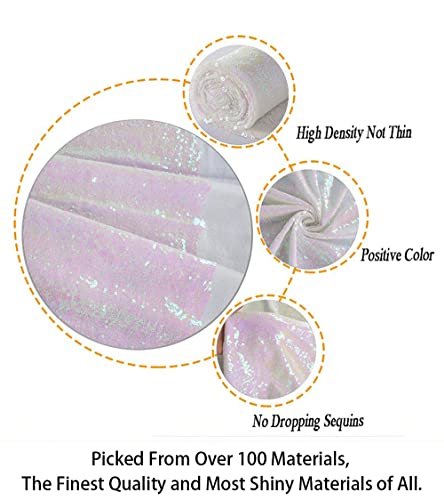 ShiDianYi 3 Feet 1 Yards 1PC Transparent WhiteSequin Fabric, by The Yard, Sequin Fabric, Tablecloth, Linen, Sequin Tablecloth, Table Runner (1Yards 1PC Transparent White) - Image 3