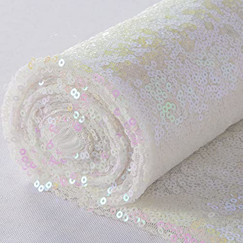ShiDianYi 3 Feet 1 Yards 1PC Transparent WhiteSequin Fabric, by The Yard, Sequin Fabric, Tablecloth, Linen, Sequin Tablecloth, Table Runner (1Yards 1PC Transparent White) - Image 1