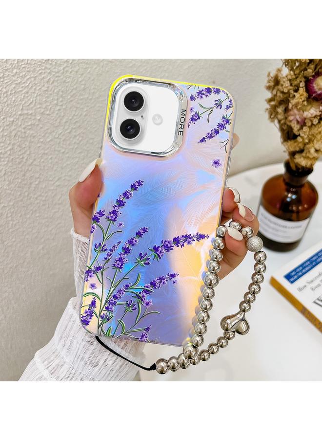 S-TOP Case For iPhone 16 Electroplating Laser Flower Phone Case with Wrist Strap - Image 1