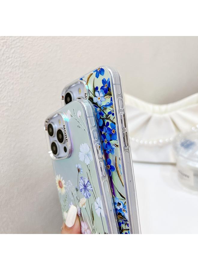 S-TOP Case For iPhone 16 Electroplating Laser Flower Phone Case with Wrist Strap - Image 4