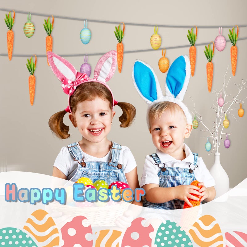 YBB 24 PCS Easter Egg Carrot Ornament  Foam Glittering Hanging Eggs Carrots for Easter Party Supplies Tree Decoration - Image 4