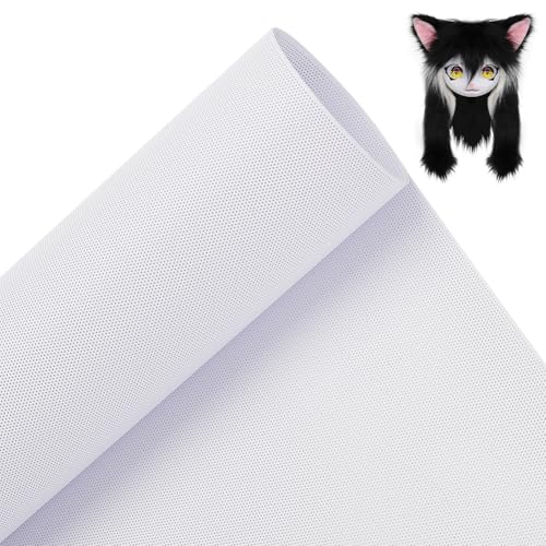 BENECREAT Custom Fursuit Eye Mesh, 39x11.8inch White PVC Plastic Net 0.2mm Thick Waterproof Printable Mesh for Furries Cosplay, Props, Fursuits, Craft Making, Hole: 0.5mm - Image 1