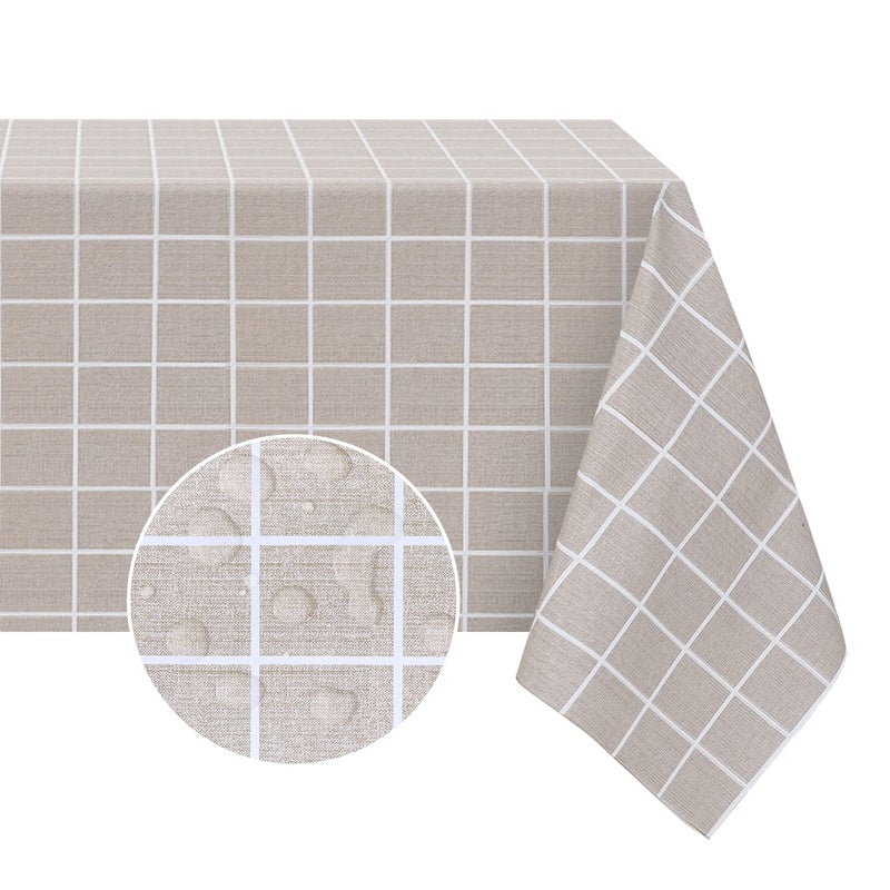 Romanstile Rectangle Plastic Tablecloth 100 Waterproof OilProof Checkered PVC Table Cloths Heavy Duty Vinyl Table Covers for Dining Camping Picnic Outdoor  54 x 108 Inch Sand