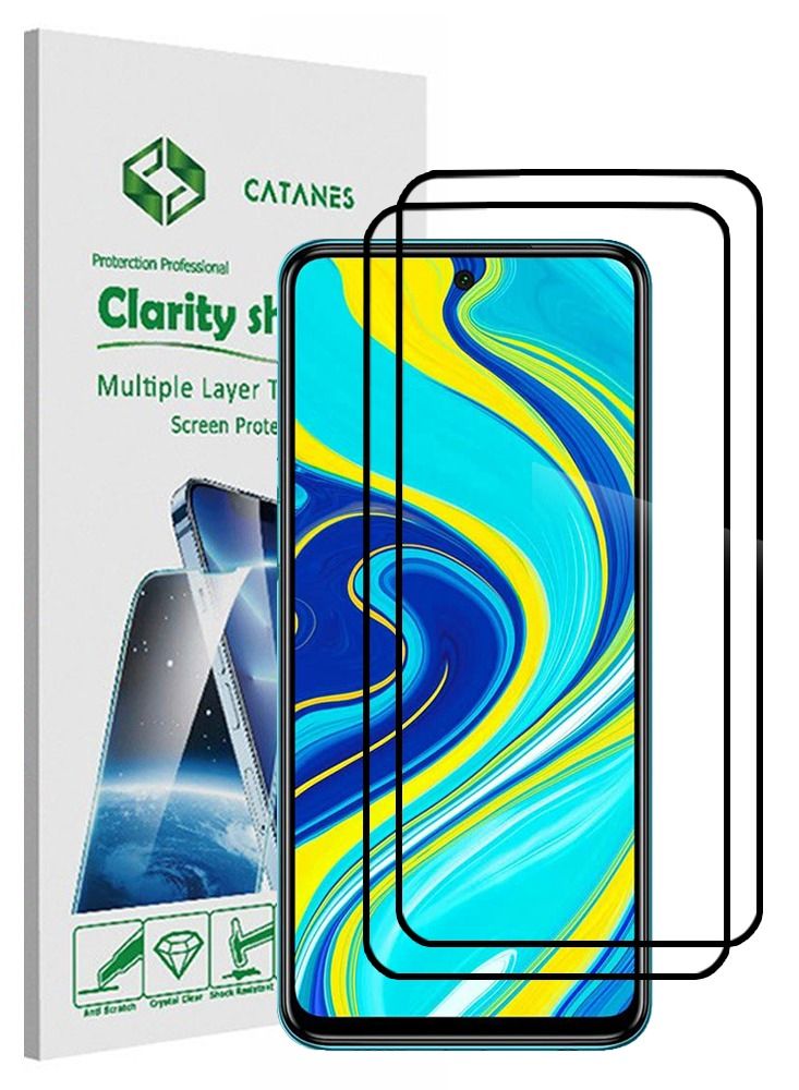CATANES 2 Pack For Xiaomi Redmi Note 9S Screen Protector Tempered Glass Full Glue Back - Image 1