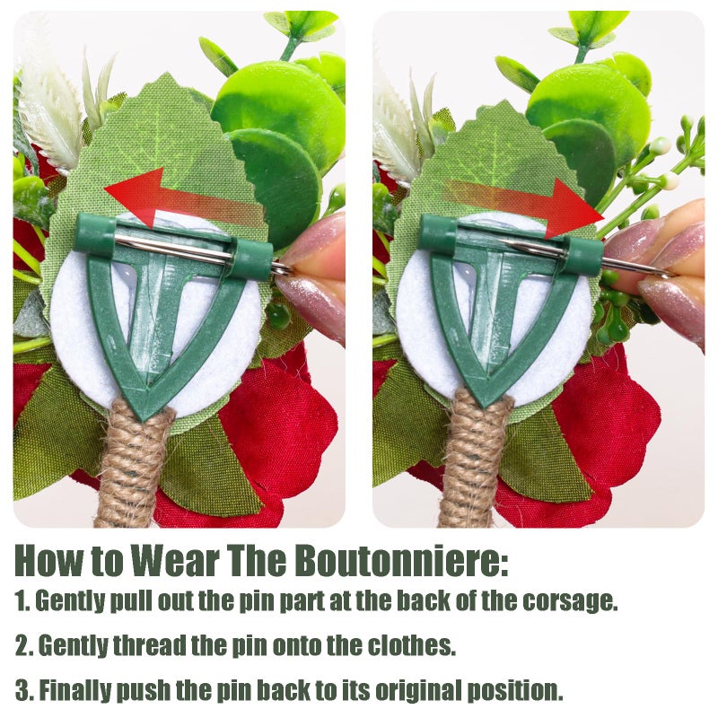 Gvhntk Red Rose Boutonniere for Men Wedding Set of 6 Groom Groomsmen Best Man Artificial Flowers Boutonniere for Wedding Ceremony Anniversary Prom Flowers Formal Dinner Party (6  Red  Middle) - Image 4