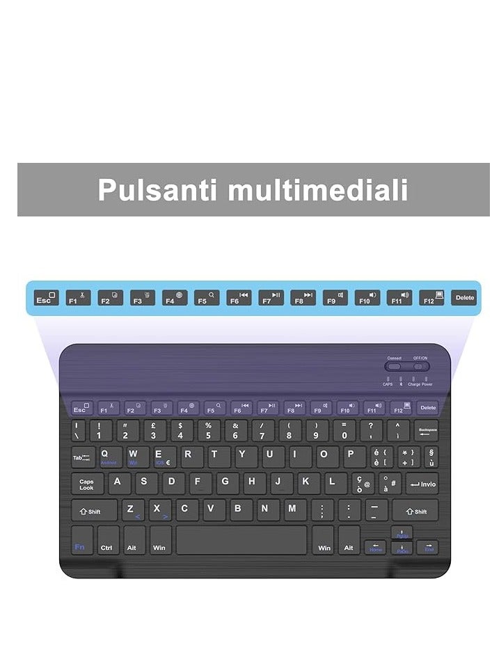 Bluetooth Keyboard for iPad, Samsung Tablet, iPad Air, iPad Pro, Lenovo, Huawei, Xiaomi iPad, Italian Keyboard for iOS/Android and Windows Devices with Bluetooth, Black - Image 3