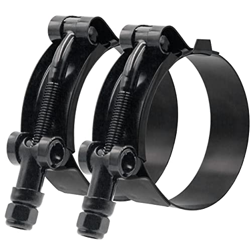ISPINNER 2 Pack 2.5 Inch Stainless Steel T-Bolt Hose Clamps, Clamp Range 70-78mm for 2.5" Hose ID (Black) - Image 1