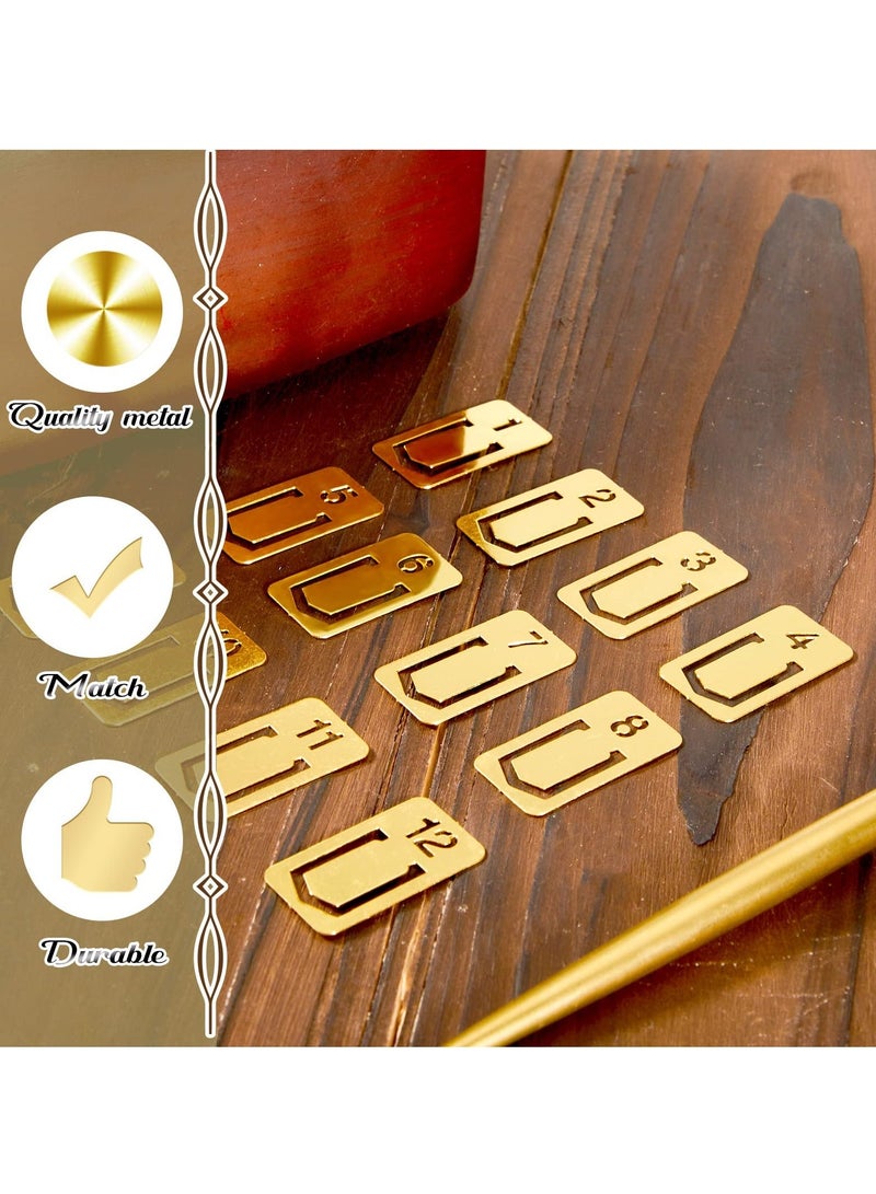 Y&D 24 Pcs Metal Bookmarks, Number Bookmarks Brass Clip for Page Mark Teachers Students Book Lovers (Gold) - Image 3