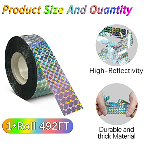 Benasan [492FT] Effective Birds Scare Ribbon, Reflective Flash Reflectors to Keep Pigeons, Hawks, Woodpeckers, Geeses Away from Trees Plants Crops - Image 2