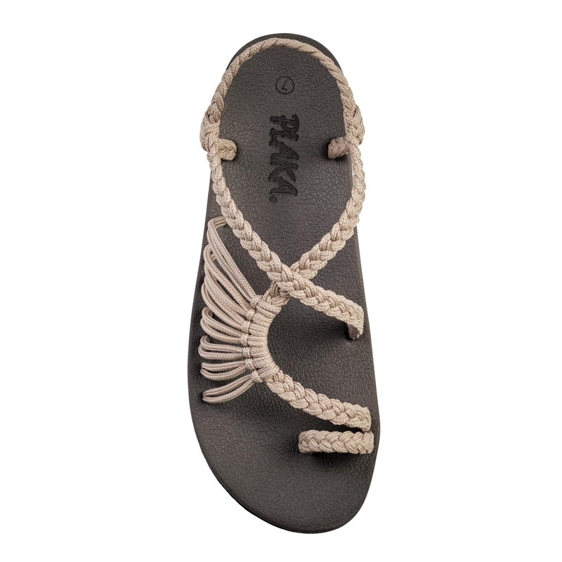 Plaka Atlantis Summer Walking Sandals for Women â€“ Comfortable Strappy Sandals with Arch Support for Beach Walks and Casual Outings | Brazilian Sand, Size 8 - Image 1