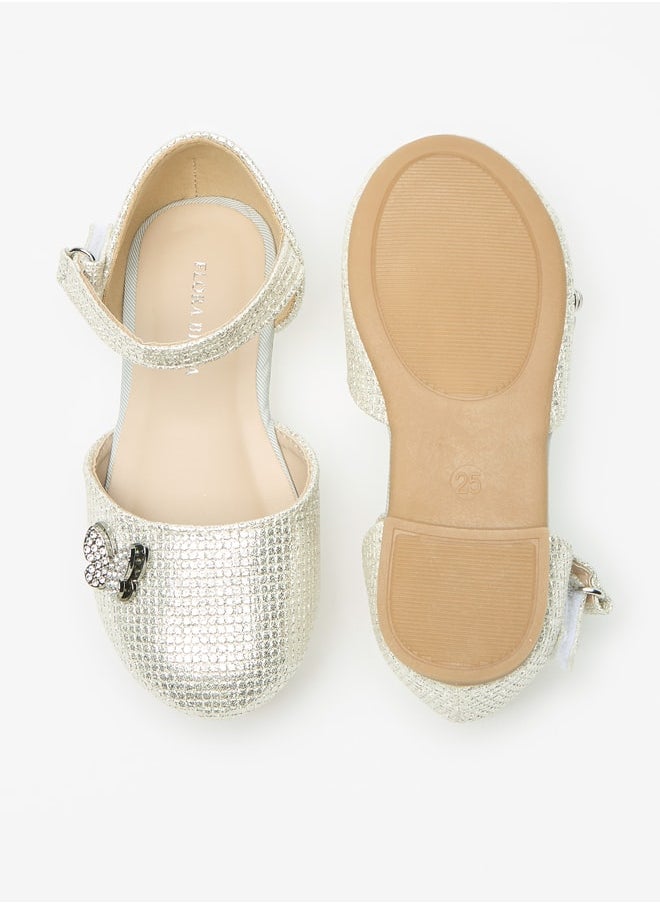 Flora Bella By Shoexpress - Girls Butterfly Accent Ballerina Shoes with Hook and Loop Closure - Image 1