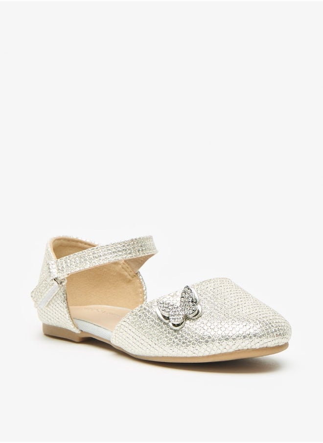 Flora Bella By Shoexpress - Girls Butterfly Accent Ballerina Shoes with Hook and Loop Closure - Image 1