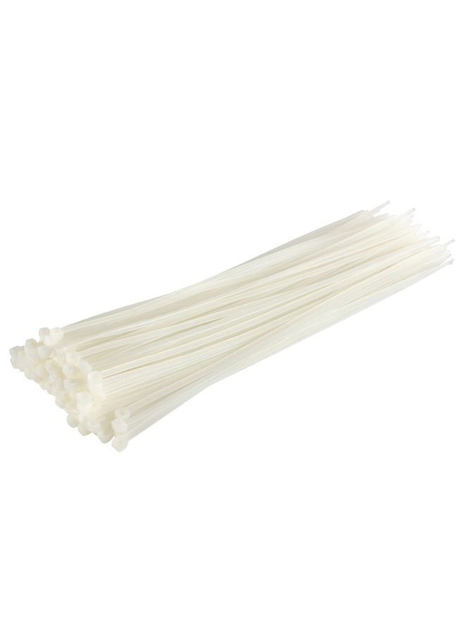GTSE 100 Pack White Natural Cable Ties, 300mm x 4.8mm, UV Resistant Strong Nylon Zip Ties - Image 1