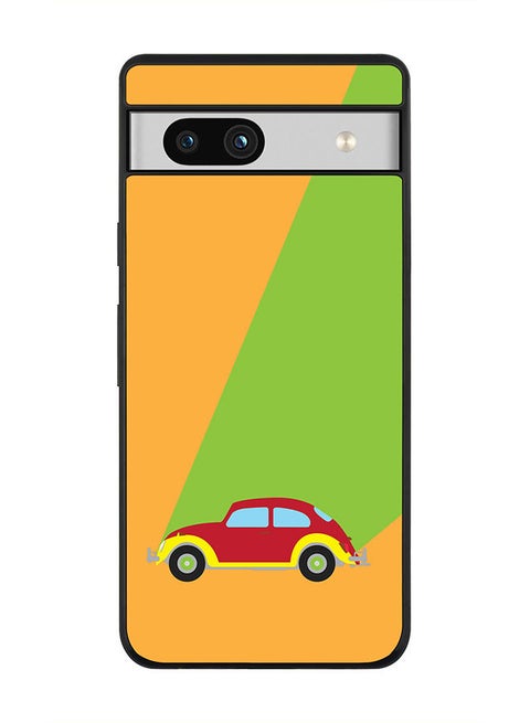 Rugged Black edge case for Google Pixel 7a 5G Slim fit Soft Case Flexible Rubber Edges Anti Drop TPU Gel Thin Cover -  Retro Bug Orange