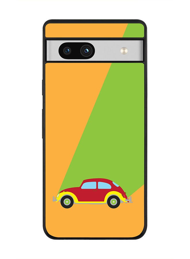 Rugged Black edge case for Google Pixel 7a 5G Slim fit Soft Case Flexible Rubber Edges Anti Drop TPU Gel Thin Cover -  Retro Bug Orange