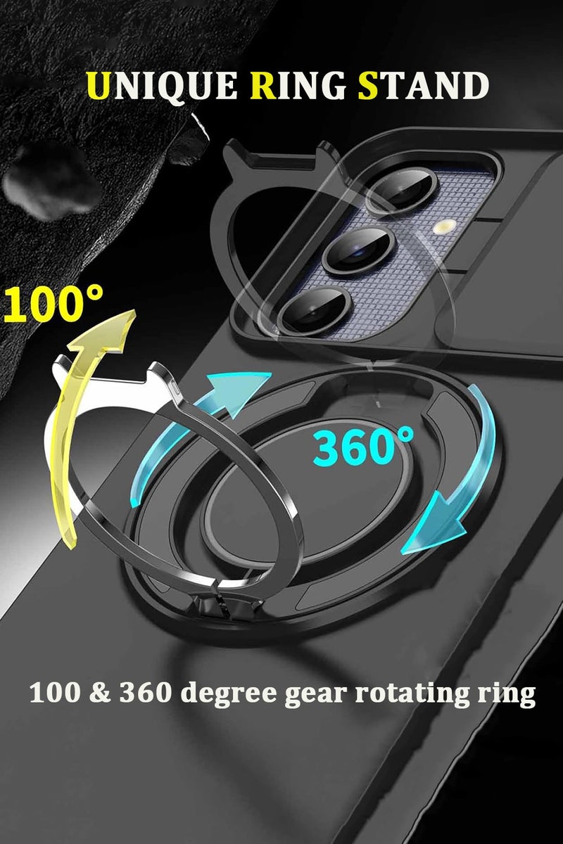 CubeG 360° Spin Magnetic Stand for Samsung Galaxy S25 Ultra Case, Fit for Magsafe, Slim Protective S25 Ultra Case with Lens Protection  Ring Holder 6.9 Black - Image 3
