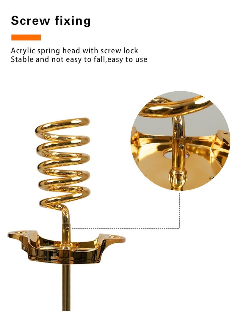 Meishida Floor-Standing Hair Dryer Holder Stand, Blow Dryer Rack with Metal Base (Gold)  - Image 5