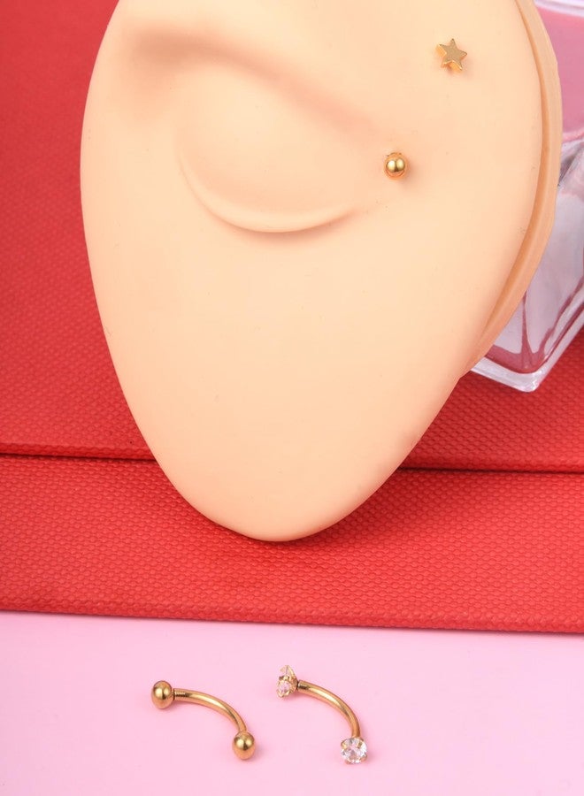 Longita Rook Piercing Jewelry Surgical Steel Gold Earrings Eyebrow Rings Surface Tragus 16g Vertical Labret Lip Jewelry 10mm - Image 4