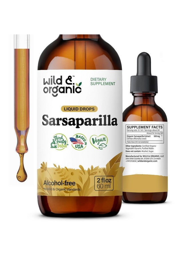 Wild & Organic Sarsaparilla Root Drops - Detox Cleanse Drops - Sarsaparilla Powder Based Tincture - Vegan, Sugar & Alcohol-Free Liquid Supplement - 2 fl oz - Image 1