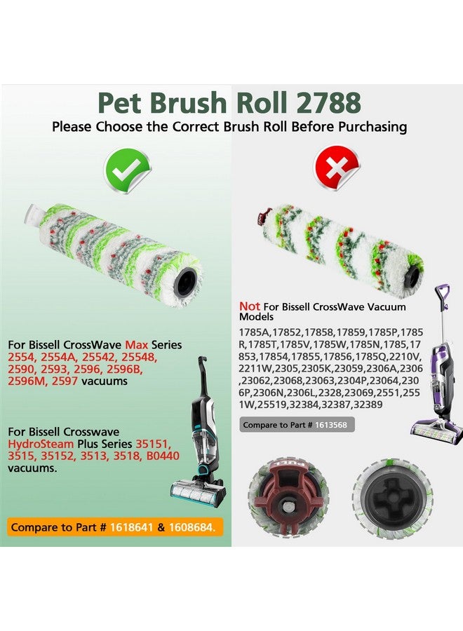 isinlive 3 Pack Multi-Surface Pet Brush Rolls 2788 and Vacuum Filters 1866 Compatible with Bissell CrossWave Max 2554 2554A 2590 2593 2596, HydroSteam 35151 3515 35152 3513 3518 Vacuums, Part 1618641, 1608684  - Image 2