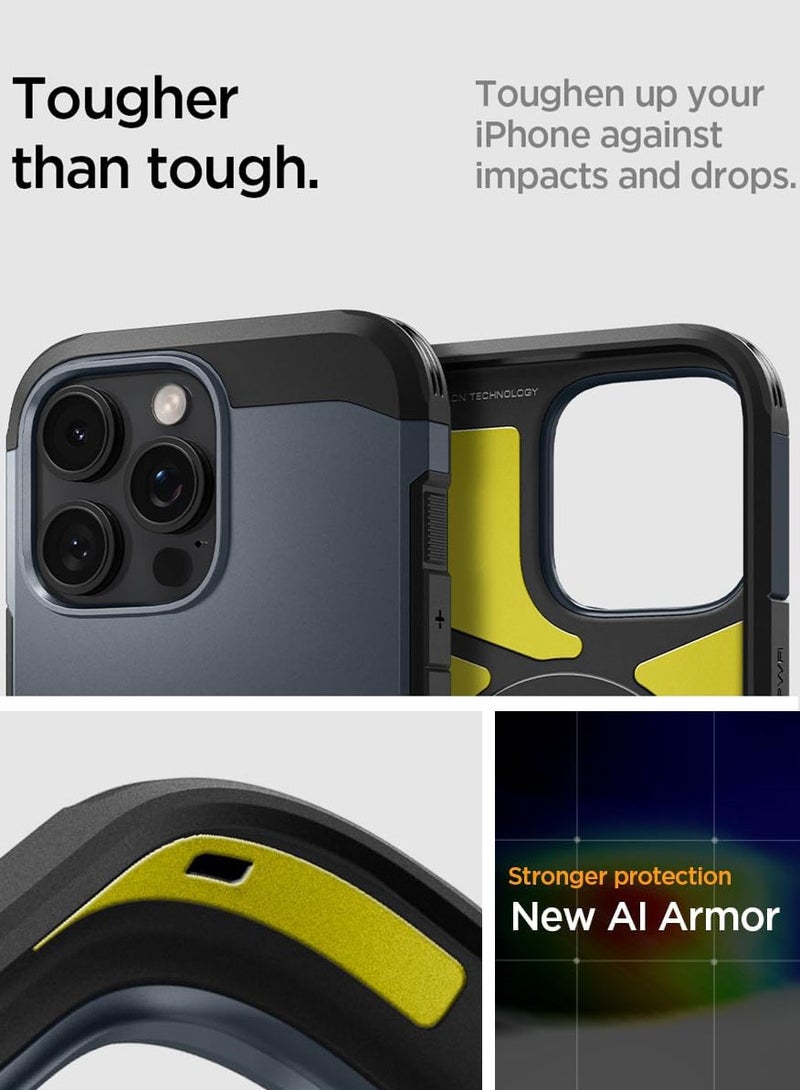 Spigen Tough Armor T (Ai) MagFit AI iPhone 16 Pro MAX Case Cover [Camera Control Button] MagSafe with Kickstand - Metal Slate  - Image 4