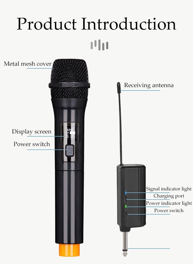 DUNISO Wireless Microphone，Handheld Dynamic Wireless Mic，Plug And Play，Anti Interference,Equipped With Battery, Adapter, Charging Cable,Windproof Sponge， And Anti Slip Ring，Suitable For Singing, Karaoke, Church, Speech, Wedding, Party  - Image 3