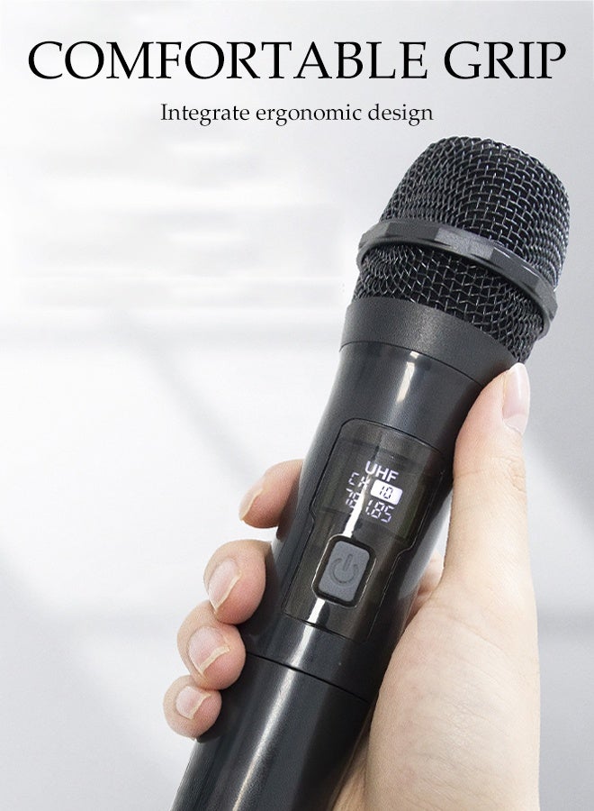 DUNISO Wireless Microphone，Handheld Dynamic Wireless Mic，Plug And Play，Anti Interference,Equipped With Battery, Adapter, Charging Cable,Windproof Sponge， And Anti Slip Ring，Suitable For Singing, Karaoke, Church, Speech, Wedding, Party  - Image 5