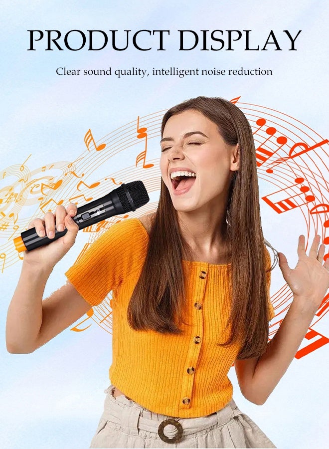 DUNISO Wireless Microphone，Handheld Dynamic Wireless Mic，Plug And Play，Anti Interference,Equipped With Battery, Adapter, Charging Cable,Windproof Sponge， And Anti Slip Ring，Suitable For Singing, Karaoke, Church, Speech, Wedding, Party  - Image 4