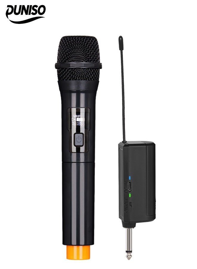 Wireless Microphone,Handheld Dynamic Wireless Mic,Plug And Play,Anti Interference,Equipped With Battery, Adapter, Charging Cable,Windproof Sponge, And Anti Slip Ring,Suitable For Singing, Karaoke, Church, Speech, Wedding, Party