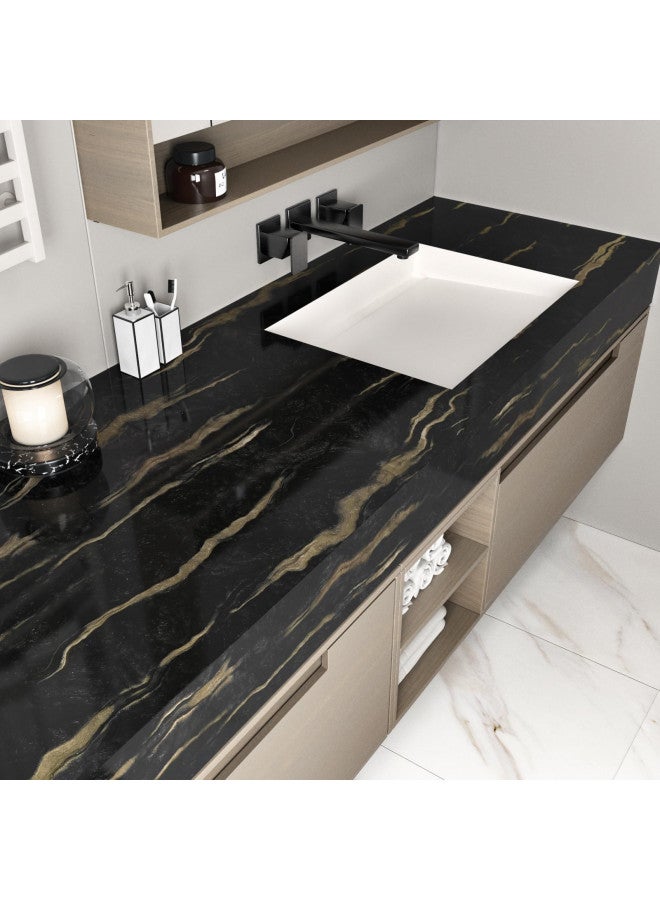 Wallercity ورق جدران ماربل بيج لامع من واليرسيتي - ورق لاصق قابل للإزالة لأسطح العمل - فينيل مقاوم للماء - ورق حائط لاصق للجدران - خلفيات - ورق جدران جرانيت - رول ديكور 15.8x236 إنش - Image 2