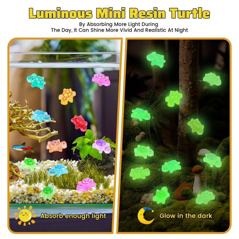 Yonseng 300pcs Mini Resin Turtles Luminous Tiny Turtle for Crafts Dollhouse Miniatures Mini Resin Things Animals for Fairy Garden Micro Landscaping Decoration Home Decor, 10 Colors(0.23 * 0.35inch) - Image 3