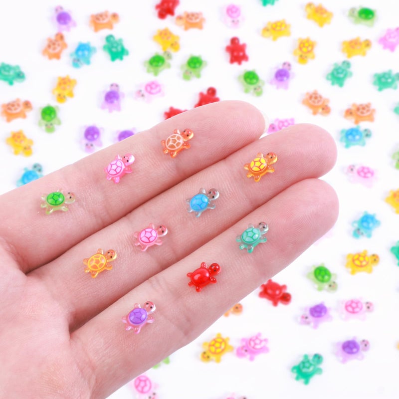 Yonseng 300pcs Mini Resin Turtles Luminous Tiny Turtle for Crafts Dollhouse Miniatures Mini Resin Things Animals for Fairy Garden Micro Landscaping Decoration Home Decor, 10 Colors(0.23 * 0.35inch) - Image 1