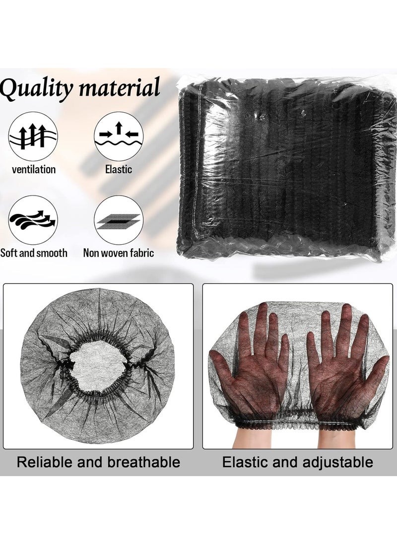 YASHFEEN - 200 Piece Disposable Surgical Caps, Hair Net Elastic Dust Cap for Food Service Kitchen Head Cover, Black - Image 1