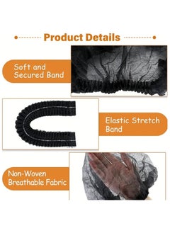 Lebo 200 Piece Disposable Surgical Caps, Hair Net Elastic Dust Cap for Food Service Kitchen Head Cover, Black  - Image 2