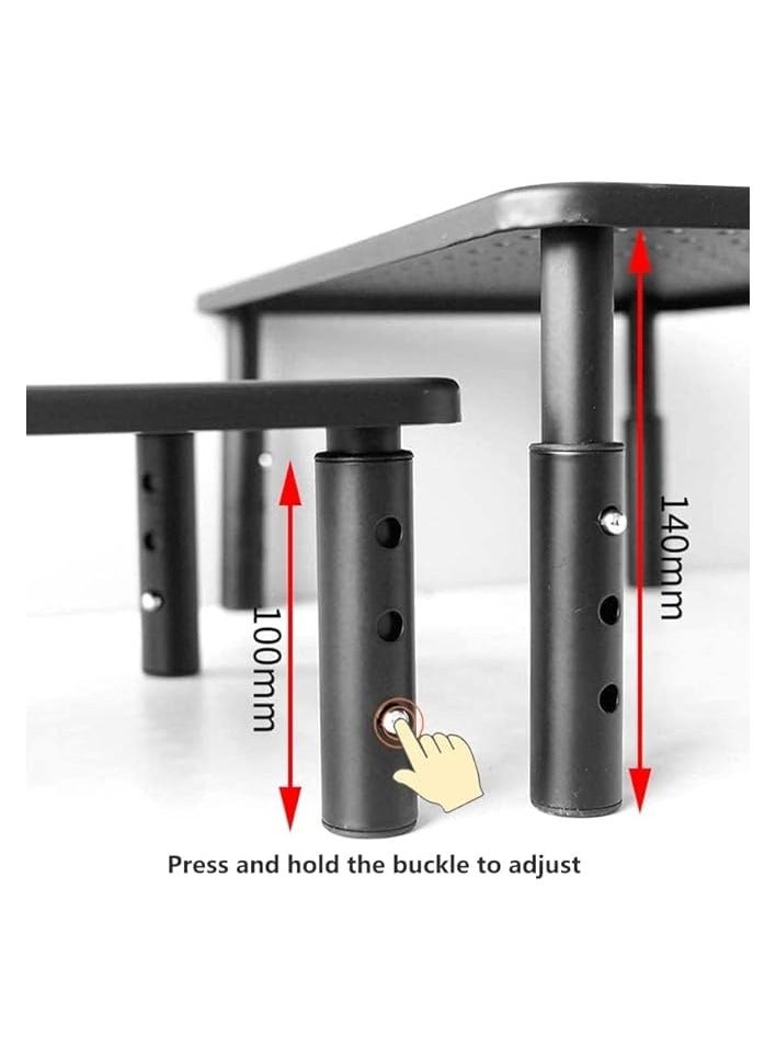 PROMASS Monitor Stand Riser for Computer, Laptop, Printer, Notebook and All Flat Screen Display with Vented Metal Platform and 3 Height Adjustable Underneath Storage, 1 Pack, Black - Image 2