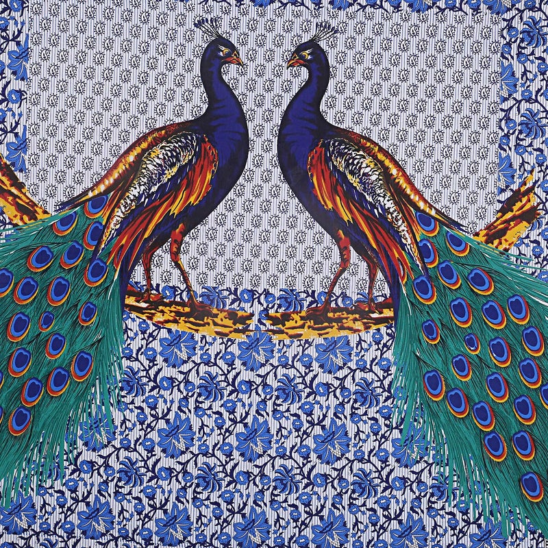 EarlyMart Cotton Floral Comfort 144 TC Rajasthani Jaipuri Traditional Double Bed Bedsheet with 2 Pillow Covers Double_036 Blue King Size - Image 3
