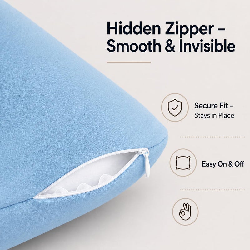 EVOLIVE Ultra Soft Microfiber Body Pillow Cover/Pillowcases 21"x54" with Hidden Zipper Closure (21"x54" Body Pillow Cover, Light Blue) - Image 5