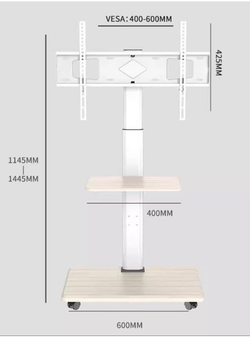 WALALLA Mobile TV Stand with Wheels for 32-75 Inch LCD LED Flat Curved Screen, Height Adjustable Mobile Portable TV Stand with Media Stand Tray - Image 5