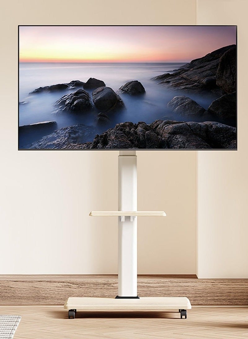 WALALLA Mobile TV Stand with Wheels for 32-75 Inch LCD LED Flat Curved Screen, Height Adjustable Mobile Portable TV Stand with Media Stand Tray - Image 1