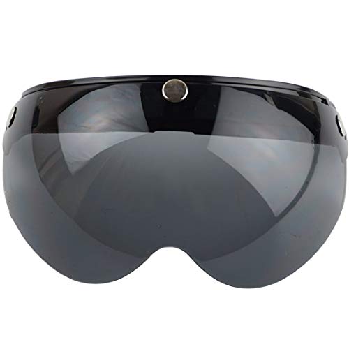 VCOROS Universal Motorcycle Retro Pilot-Style Standard 3 Snap-Button Visor Flip Up Down Open Face Helmet Half Face Shield(Black) - Image 1