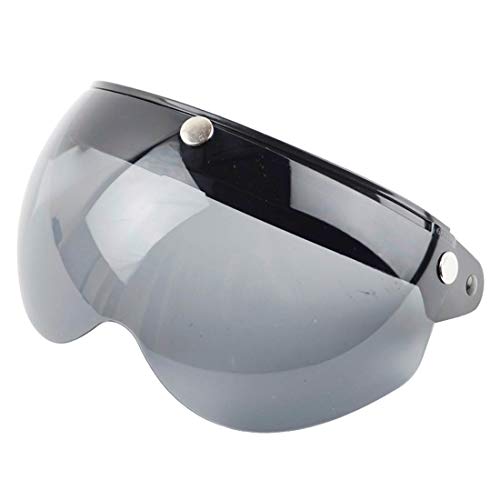 VCOROS Universal Motorcycle Retro Pilot-Style Standard 3 Snap-Button Visor Flip Up Down Open Face Helmet Half Face Shield(Black) - Image 2