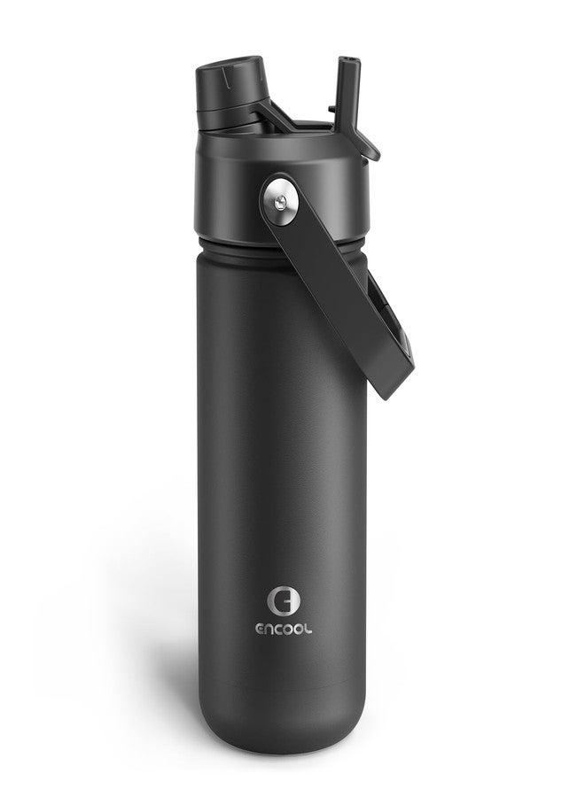 ENCOOL Insulated Water Bottle with Straw Stainless Steel Water Bottle, Leak-Proof, BPA-Free, Double Wall Vacuum Keeps Cold for 24 Hours for Sports, Travel, School (18 oz, Black Night) - Image 1