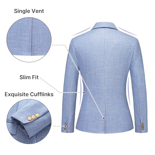 TRONSTORE Women's Suit 2 Piece Set Business Pants Suit for Women Pinstripe Houndstooth Blazer Blue XXXL - Image 5