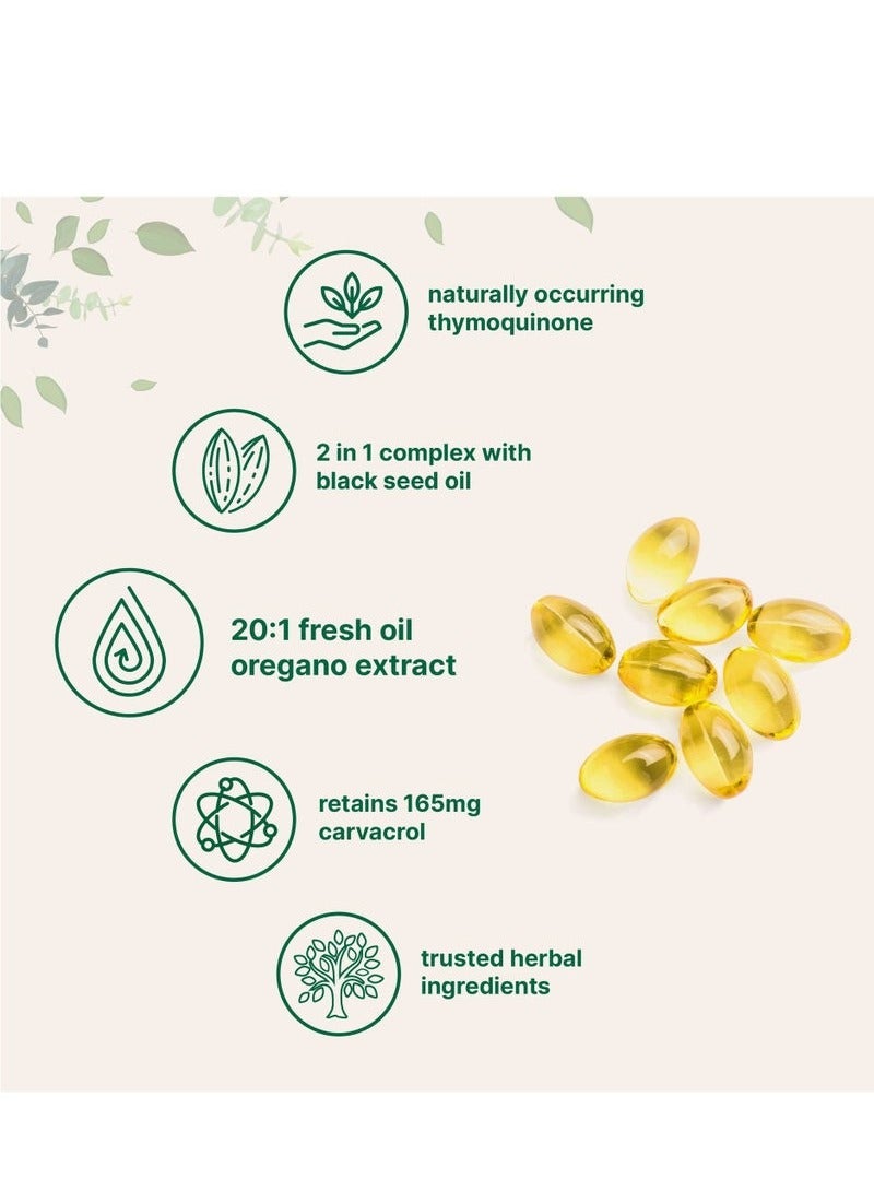 Oil Organic Oregano & Black Seed Oil Softgels | 180 Capsules Non-GMO Supplement | Natural Oregano Oil Extract for Immune Support & Wellness - Image 2