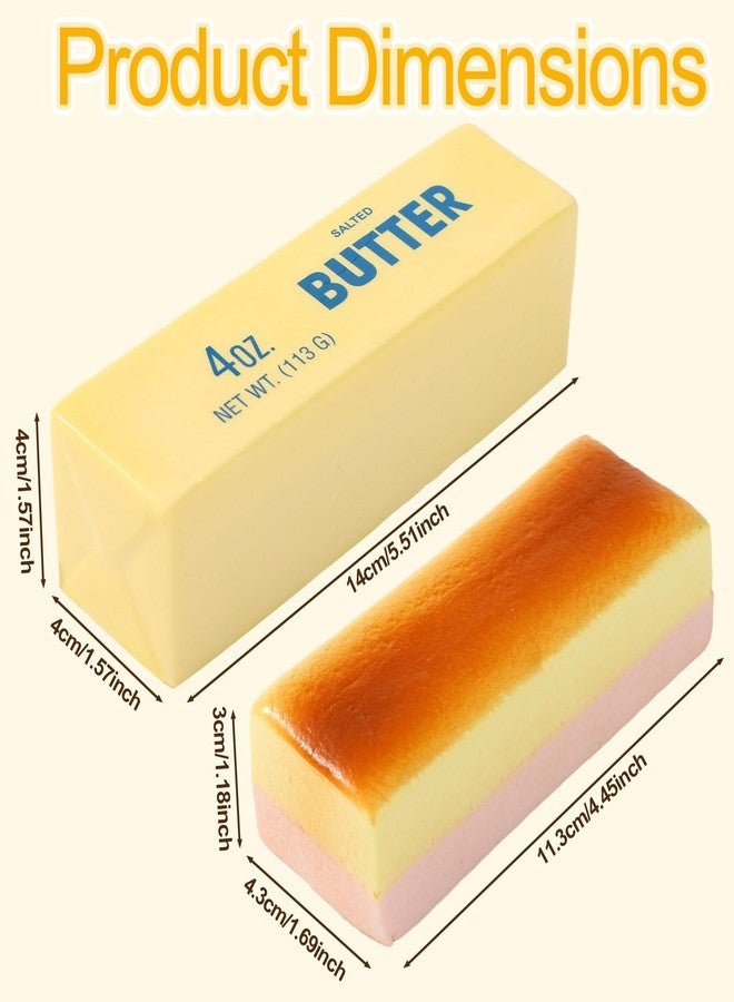 Sinbana Squeeze Butter Toy, PU Funny Slow Rising Butter Stick & Cheese Squeeze Toy for Office School Home Anxiety Relieving and Decompression Imitation Gifts - Image 2