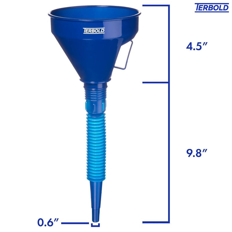 Terbold Automotive Flex Funnel with Hose | Wide Mouth Flexible Oil Funnel for Automotive Use - Gas, Transmission Fluid, Car Fuel, Oil Change (Blue) - Image 5