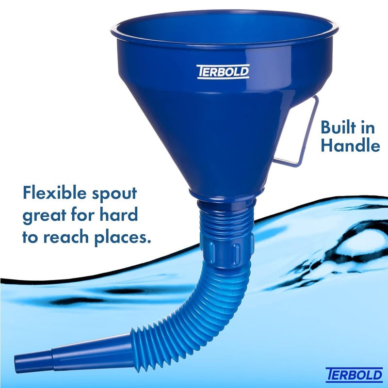 Terbold Automotive Flex Funnel with Hose | Wide Mouth Flexible Oil Funnel for Automotive Use - Gas, Transmission Fluid, Car Fuel, Oil Change (Blue) - Image 4