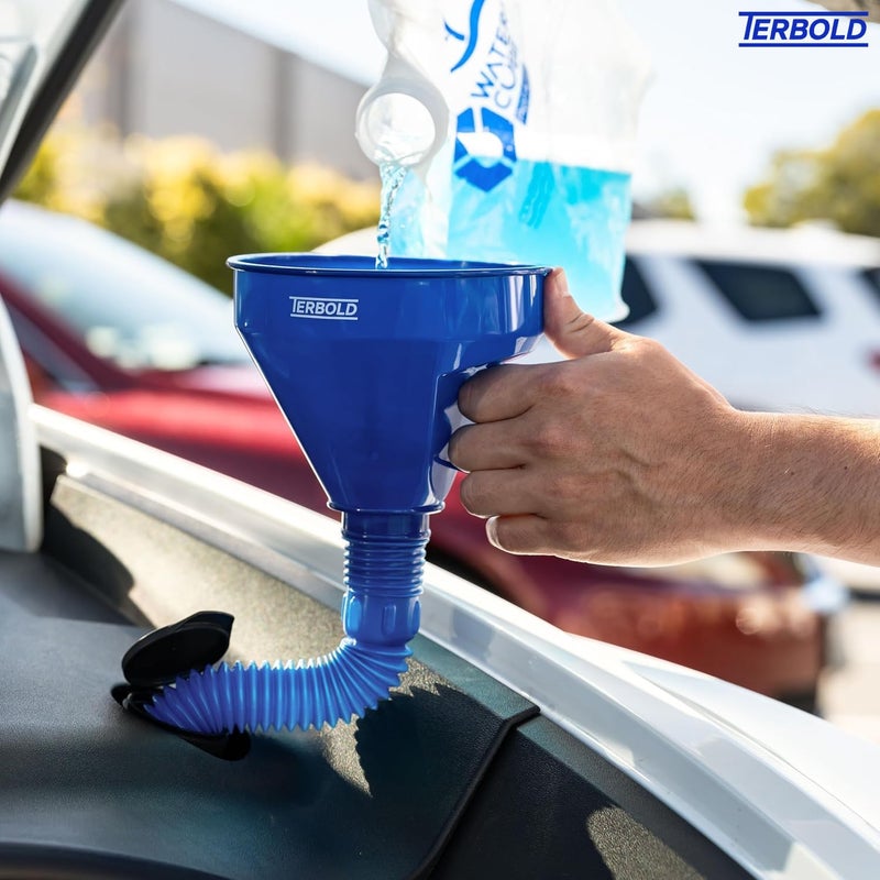Terbold Automotive Flex Funnel with Hose | Wide Mouth Flexible Oil Funnel for Automotive Use - Gas, Transmission Fluid, Car Fuel, Oil Change (Blue) - Image 2