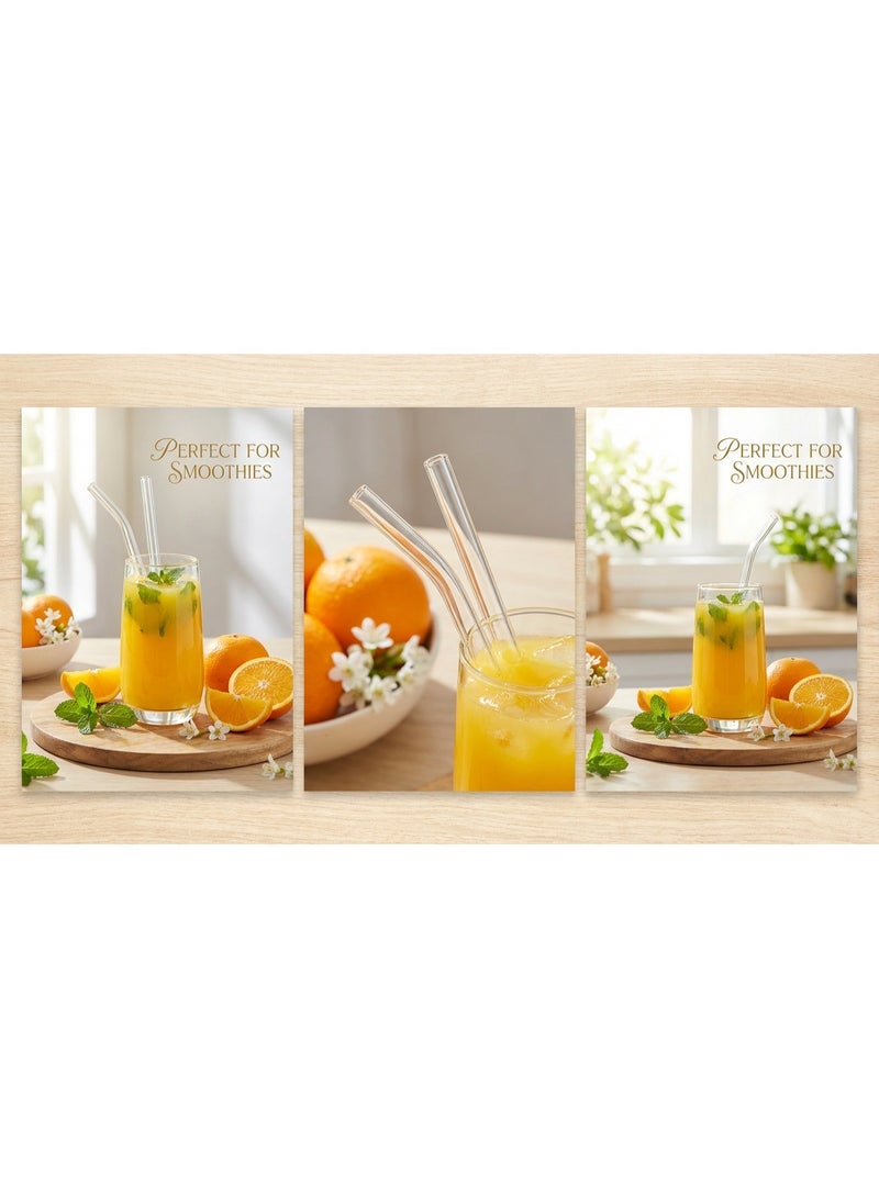 KINGMAZI 12 Pcs Glass Straws Shatter Resistant With Cleaning Brush Dishwasher Safe Bar Drinking Straws Perfect For Cocktail Smoothies Coffee Juice Clear - Image 4