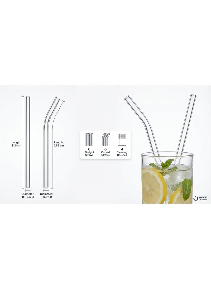 KINGMAZI 12 Pcs Glass Straws Shatter Resistant With Cleaning Brush Dishwasher Safe Bar Drinking Straws Perfect For Cocktail Smoothies Coffee Juice Clear - Image 3